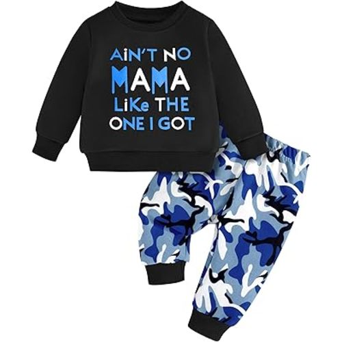 Baby Toddler Boy Clothes Fall Winter Outfits Letter Print Long Sleeve Sweatshirt Camouflage Dinosaur Pants Set