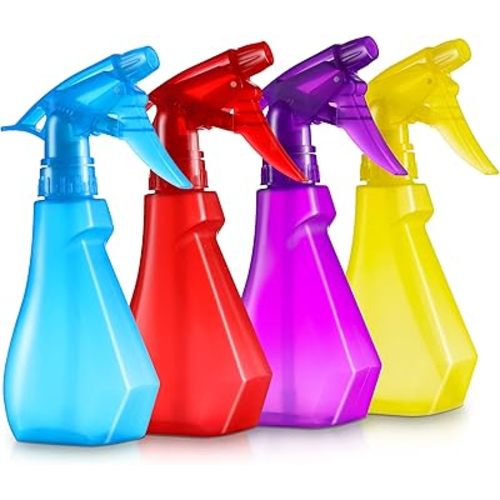 DilaBee Spray Bottles (4-Pack - 8 Oz) Water Spray Bottle for Hair, Plants, Cleaning Solutions, Cooking, BBQ, Squirt Bottle for Cats, Empty Spray Bottles - BPA-Free - Multicolor