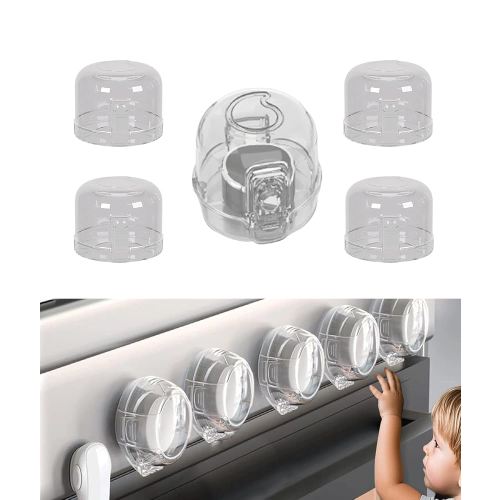 Stove Knob Safety Covers for Child 5-Pack Baby Proofing Kitchen Oven Knob Locks Universal Gas Burners Childproofing