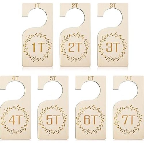 Patelai 7 Pcs Wooden Baby Closet Dividers for Clothes Organizer 1T to 7T Hanger Closet Dividers Nursery Organization for Home Baby Kids Newborn Infant Clothes