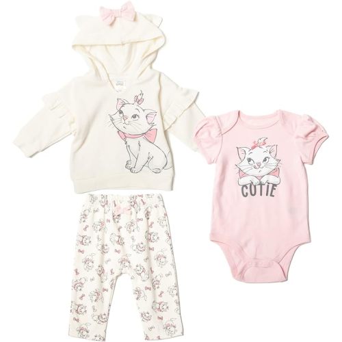 Disney Classics Marie Baby Hoodie Bodysuit and Pants 3 Piece Outfit Set