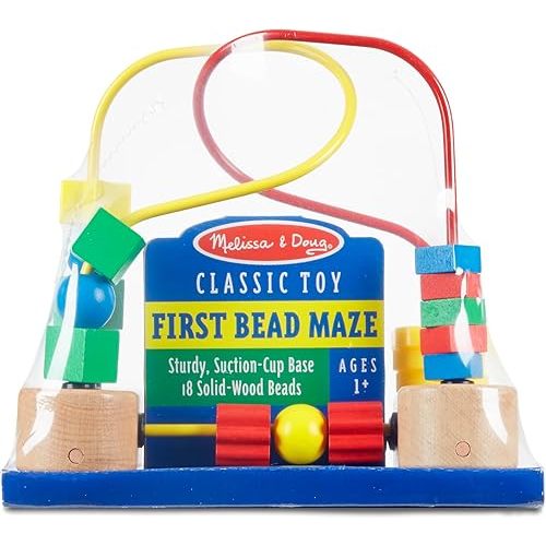 Melissa & Doug First Bead Maze - Wooden Educational Toy for Floor, High Chair, or Table Infant Maze Toy, Bead Toys For Toddlers And Babies