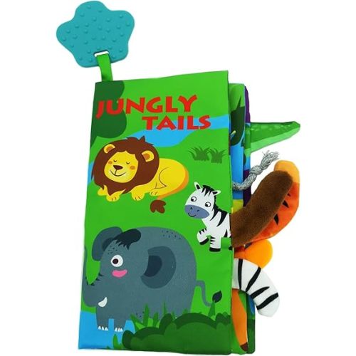 Soft CrinkleInfant UnbreakableToddler Baby Books for 0-6 Months, Vivid Animal Tail,Teething Toys,Tummy Time Toys,Early Touch Feel Book Gift for Newborn Essentials.