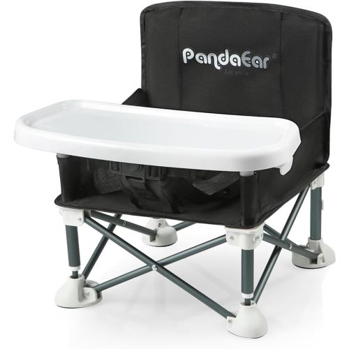 PandaEar Portable Baby Seat Travel| Compact Fold with Straps for Indoor/Outdoor Use| Great for Camping, Beach, Lawn |Toddlers, Kids, Boys, Girls (Black)