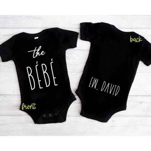 The bebe ONESIE® brand 0-3, 3-6 & 6-9 months Schitt's Creek baby shower / sprinkle gift Moira Alexis Rose bodysuit unisex Ew, David
