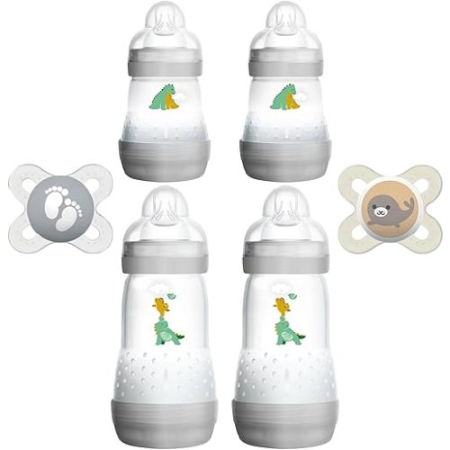 MAM Feed & Soothe Bottle & Pacifier Gift Set, Unisex, 0+ Months, 6-Count