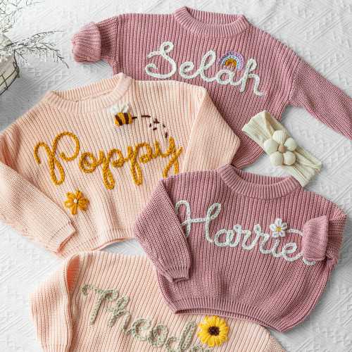 Personalized Baby Name Sweater | Embroidered Children's Sweatshirt | Newborn Gift | Custom Baby Gift | Birthday Gift For Baby Girls Boy