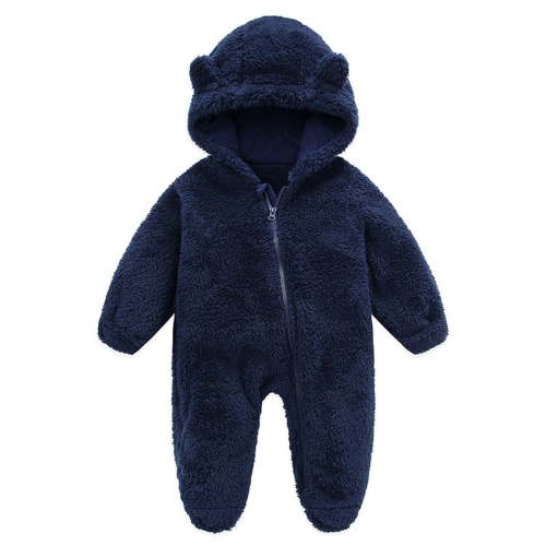 Winter Baby Clothes keep Warm Fleece Thick 1sie Ear Hooded Jumpsuits Newborn Boys Girls Romper Kids Coats Jackets (6-9 Months, Navy)