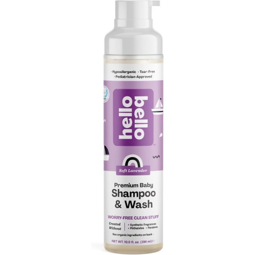 Hello Bello Shampoo & Body Wash - Gentle Hypoallergenic Tear-Free Formula for Babies and Kids - Vegan and Cruelty-Free - Soft Lavender Scented - 10 FL Oz - 10 Fl Oz (Pack of 1)