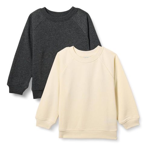 Amazon Essentials Unisex Toddlers and Babies' French Terry Crewneck Sweatshirts, Pack of 2