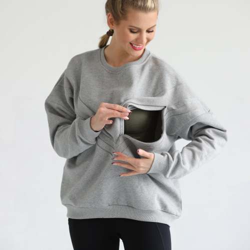 Isabella Oversized Nursing & Pregnancy Sweatshirt (Heather Gray)