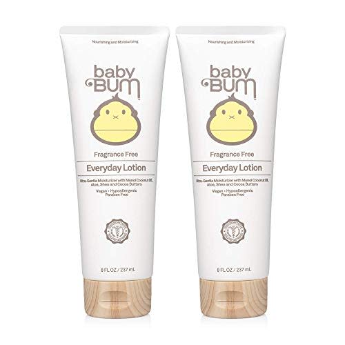 Baby Bum Everyday Lotion | Moisturizing Baby Body Lotion for Sensitive Skin with Shea and Cocoa Butter| Fragrance Free| Gluten Free and Vegan | 8 FL OZ | 2 Pack