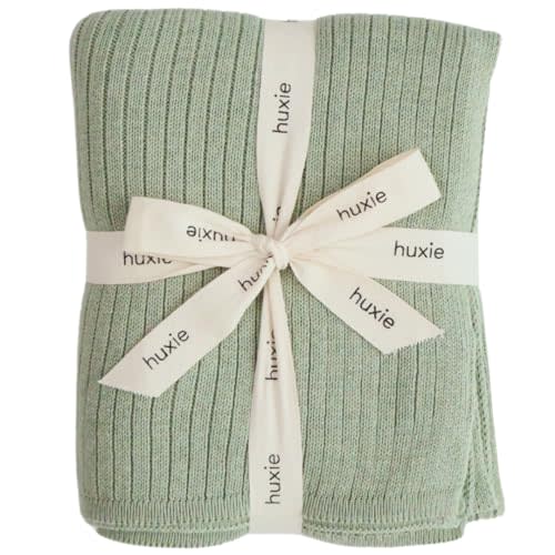 Knitted Organic Cotton Baby Blanket- Swaddle Blanket, 30" x 40" Soft Receiving Blanket for Newborn (Roman Green)
