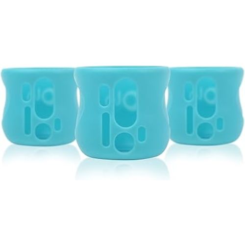 Olababy Silicone Sleeve for Avent Natural Glass Bottles (Pack of 3) (4 oz, Blue)