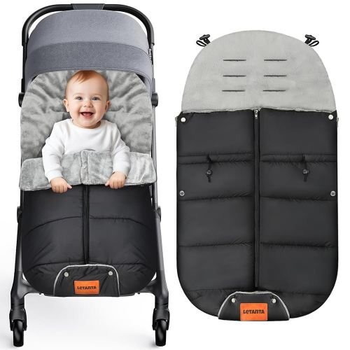 Warm Bunting Bag, Universal Stroller Cover for Winter Sleeping Bag Blanket Cold Weather, Waterproof Toddler Footmuff (Black, Large)