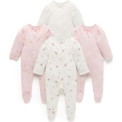 4 Pack Zip Footie Vanilla Blossom Pack - Purebaby | Maisonette