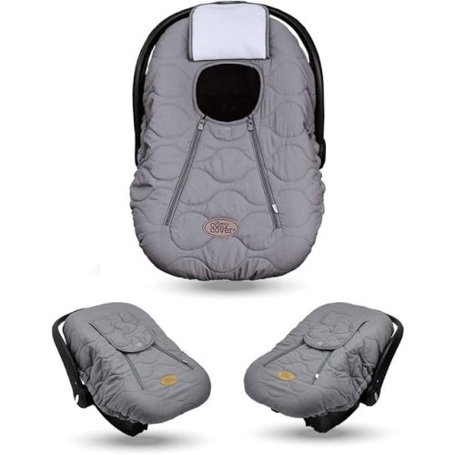 Cozy Cover Infant Car Seat Cover (Gray Quilt) - The Industry Leading Infant Carrier Cover Trusted by Over 6 Million Moms Worldwide for Keeping Your Baby Cozy & Warm