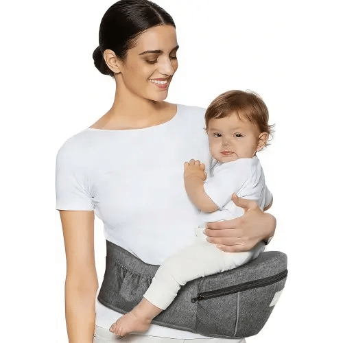 Baby Carrier with Hip Seat, Ergonomic Front Carrier for Newborns & Toddlers, Adjustable Waistband with Strong Support, Large Pocket Design, Grey
