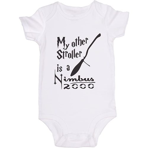 JoviGear My Other Stroller is A Nimbus 2000 / Harry Potter Cute Baby Onesie Spell Bodysuit Romper