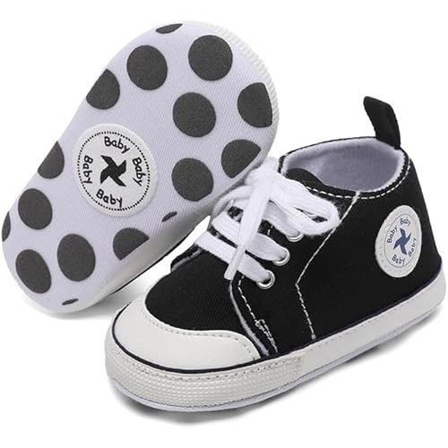 Baby Girls Boys Shoes Soft Anti-Slip Sole Newborn First Walkers High Top Canvas Denim Unisex Infant Sneaker