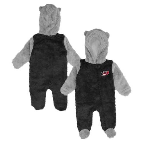 Newborn & Infant Carolina Hurricanes Black Game Nap Teddy Fleece Bunting Full-Zip Sleeper