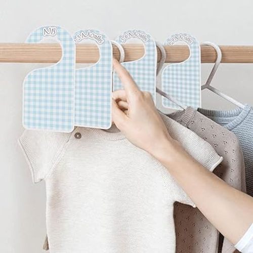 Blue Gingham Baby Closet Dividers - Blue Gingham Baby Shower,Boy/Girl Closet Organizer with,Newborn to 24 Months for Home Nursery (Dividers3)