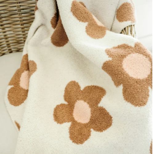 Plush Blanket - Caramel Pink Daisy