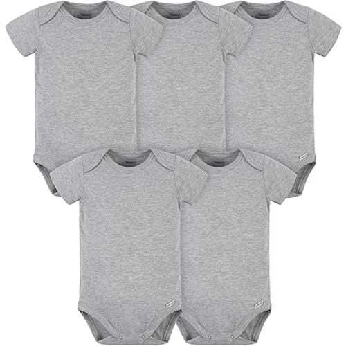 Gerber Unisex-Baby 5 Pack Onesies Multi-Packs Bundle Interlock 180 Gsm