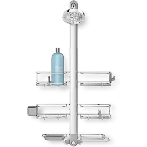 simplehuman Adjustable and Extendable Shower Caddy XL, Stainless Steel and Anodized Aluminum
