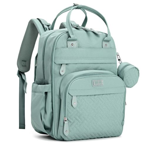 BabbleRoo Diaper Bag Backpack - Baby Essentials Travel Bag - Multi function Waterproof Diaper Bag, Travel Essentials Baby Bag with Changing Pad, Stroller Straps & Pacifier Case – Unisex, Sage Green