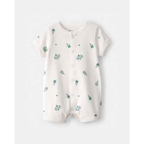 Baby Pickleball Short-Sleeve Romper - White | Carter's
