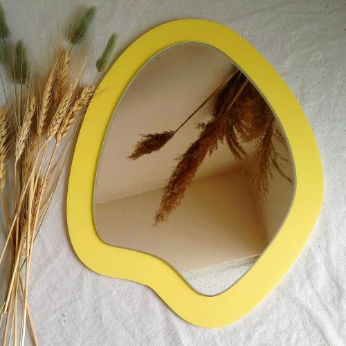 Pastel Yellow Wavy Mirror – Funky Wall Accent