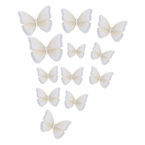 Unique Bargains Room Decor 3D Butterfly Wall Stickers Decal White 12pcs