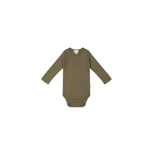 Organic Cotton Modal Long Sleeve Bodysuit - Fir Bark