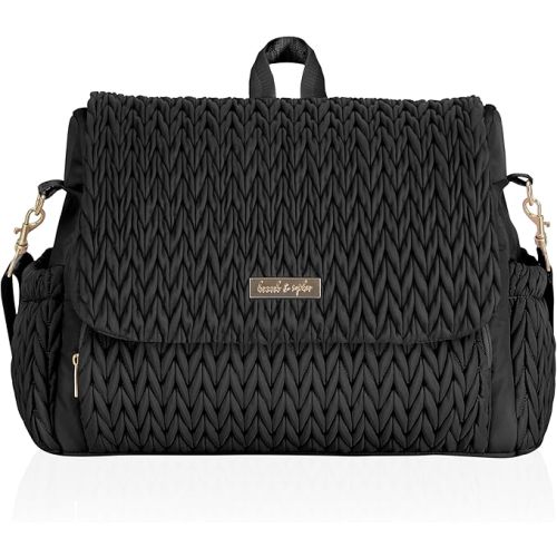 Hannah & Sophia Belle Convertible Baby Diaper Backpack & Bag in Black, Large Size, Dual Sided Water Resistant Changing Mat Included, Detachable Shoulder Straps, Easy To Use