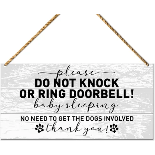 Baby Sleeping Sign for Front Door, No Need to Get The Dogs Involved, Dog Warning Sign for Home Decor, Beware of Dog Sign for Gate Fence Yard Decoration, New Mom Parents