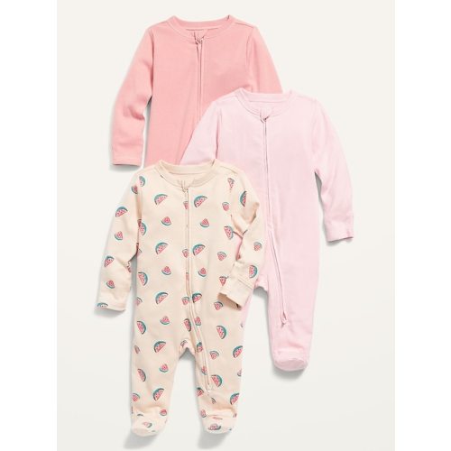 Unisex Sleep & Play 2-Way-Zip Footed One-Piece 3-Pack for Baby