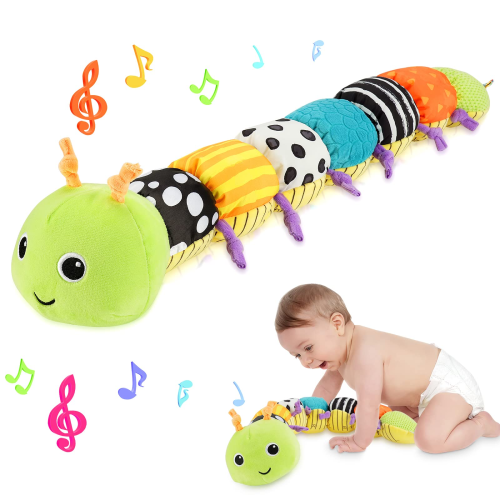 Allnice Baby Musical Caterpillar Stuffed Animal Toys, Infant Soft Plush Toy for Babies 0-3-6-12 Months Newborn Boy Girl Children Christmas Birthday Gift