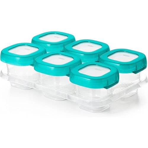 OXO Tot Baby Blocks Food Storage Containers, Teal, 2 Ounce