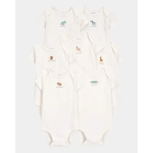 Baby 7-Pack Days Of The Week Short-Sleeve Cotton Bodysuits - Ivory | Carter's