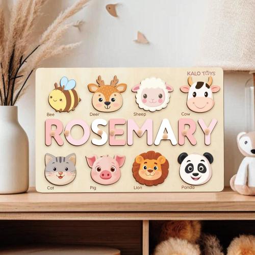 Wooden Busy Board Puzzle, Baby Gift, First Birthday Gift, Personalized Name Puzzle Toy, Baby Girl Gift, Wood Toys, One Year Old Easter gift