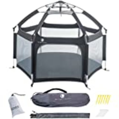 Amazon.com : hiccapop 53” PlayPod Outdoor Baby Playpen with Canopy, Deluxe Portable Playpen for Babies and Toddlers with Dome, Sun-shades, Padded Floor | Pop Up Playpen for Beach or Home | Outdoor Playpen for Baby : Baby