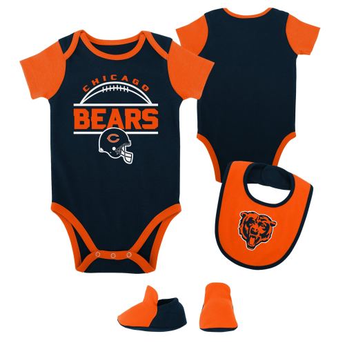Newborn & Infant Chicago Bears Navy/Orange Home Field Advantage Three-Piece Bodysuit, Bib & Booties Set