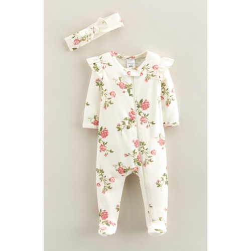 Zip Front Footie & Headband Set
