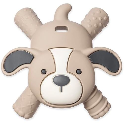 Itzy Ritzy - Ritzy Teether for Molars - Massages Sore Gums & Reaches Back Molars - Silicone Baby Teething Toy with Multiple Textures & Flexible Design - Teething Relief for 3 Months & Up (Puppy)
