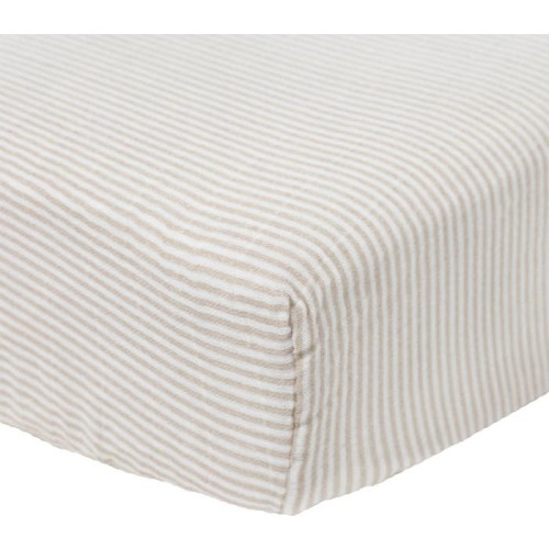 little unicorn Organic Cotton Muslin Crib Sheet, Sand Stripe