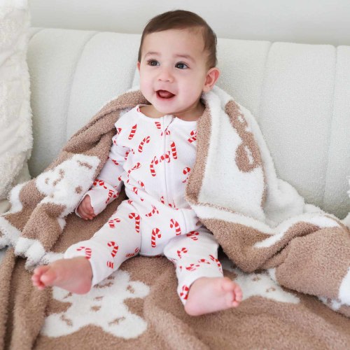 Candy Cane Lane Waffle Convertible Zip Romper