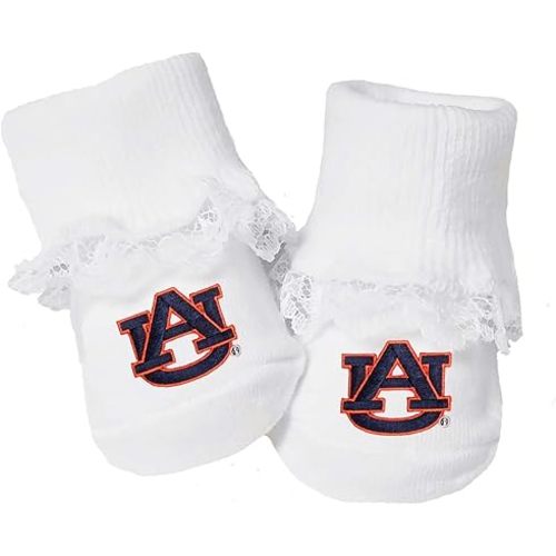 Auburn Tigers Baby Toe Bootie Socks with Lace 0-9 Months