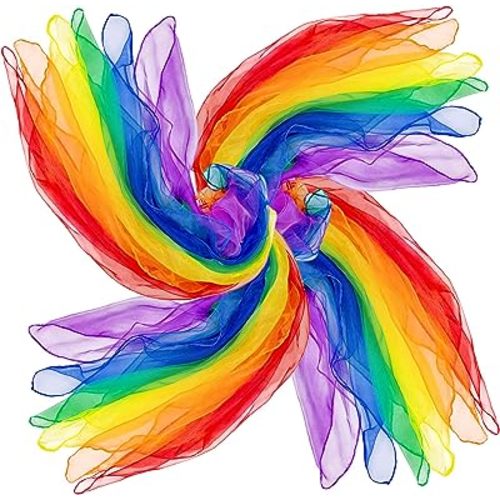 AIVIAI Juggling Scarves for Kids Play 24 Pcs Dance Music Scarfs Colorful Silk Actives Scarves Rhythm Band Scarves for Toddlers Children Movement(6 Colors)