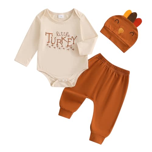 Socutebabe My First Thanksgiving Baby Boy Outfit Infant Little Turkey Onesie Plaid Pants Newborn 1st Thanksgiving Outfits